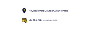 Adresse de l'événement : 17, boulevard Jourdan, 75014 Paris Horaires de 9h à 18h -accueil dès 8h30